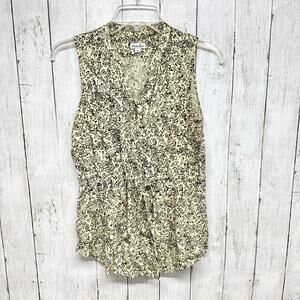 Steve Alan Tank Women P Button Down Paisley Floral Pattern V-neck Front Cotton